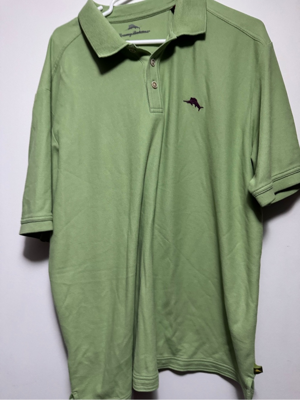 Tommy Bahama Light Green Polo with Dolphin Logo